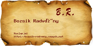 Bozsik Radvány névjegykártya